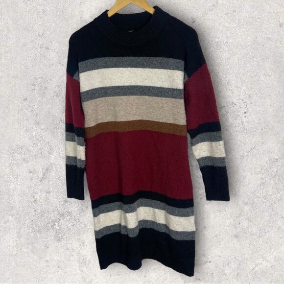 NEW Nordstrom Knit Sweater Dress Striped Colour Block Size Small‎ Chunky Boho S - Picture 1 of 8